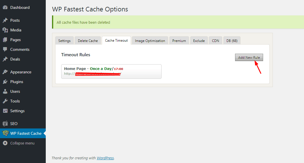 all wp fastest cache timeout rules