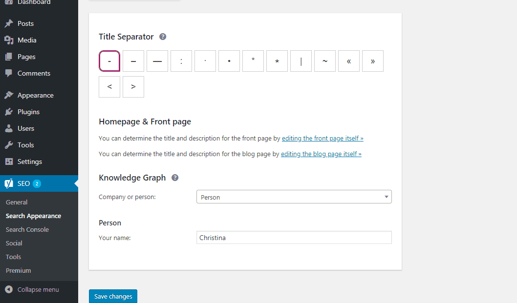 yoast general search appearance