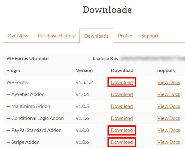 download wpforms plugin files