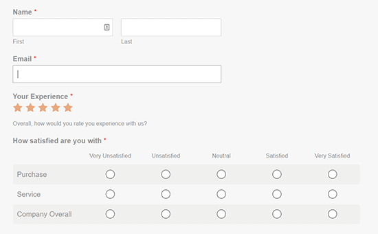 survey form on frontend